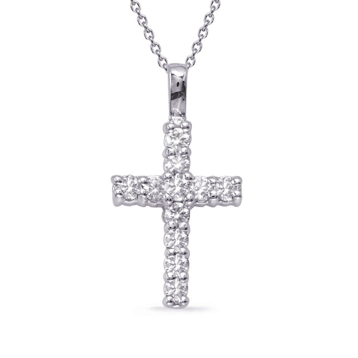 White Gold Shared Prong Cross