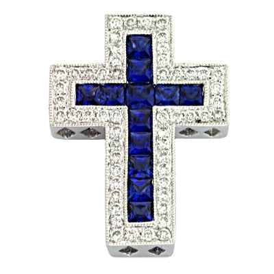 Sapphire & Diamond Cross Pendant