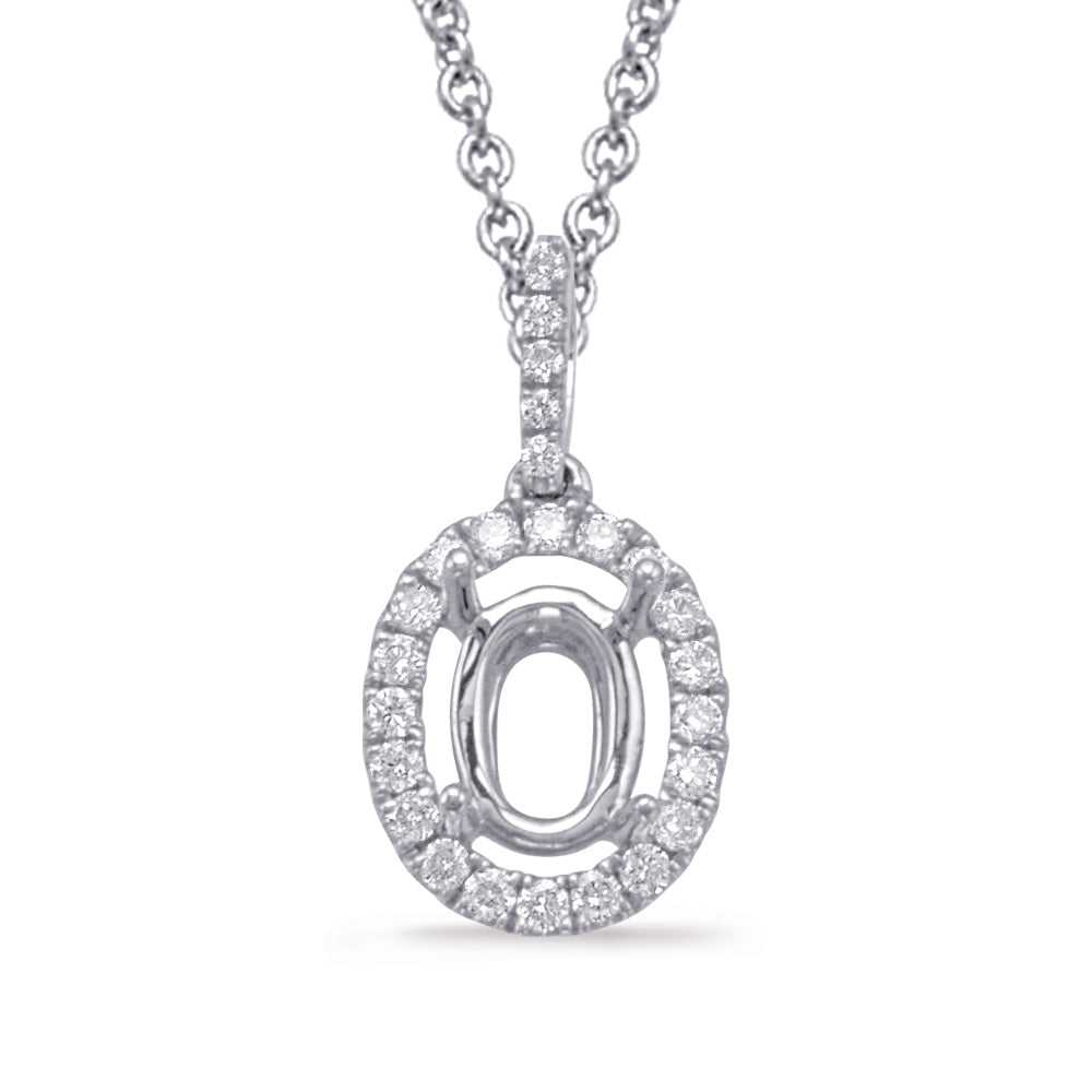 Diamond Pendant For 8x6mm Oval Center