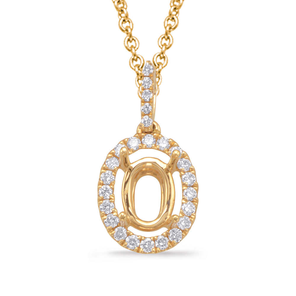 Diamond Pendant For 9x7mm Oval Center