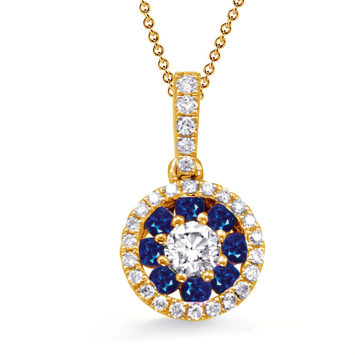Yellow Gold Sapphire & Diamond Pendant
