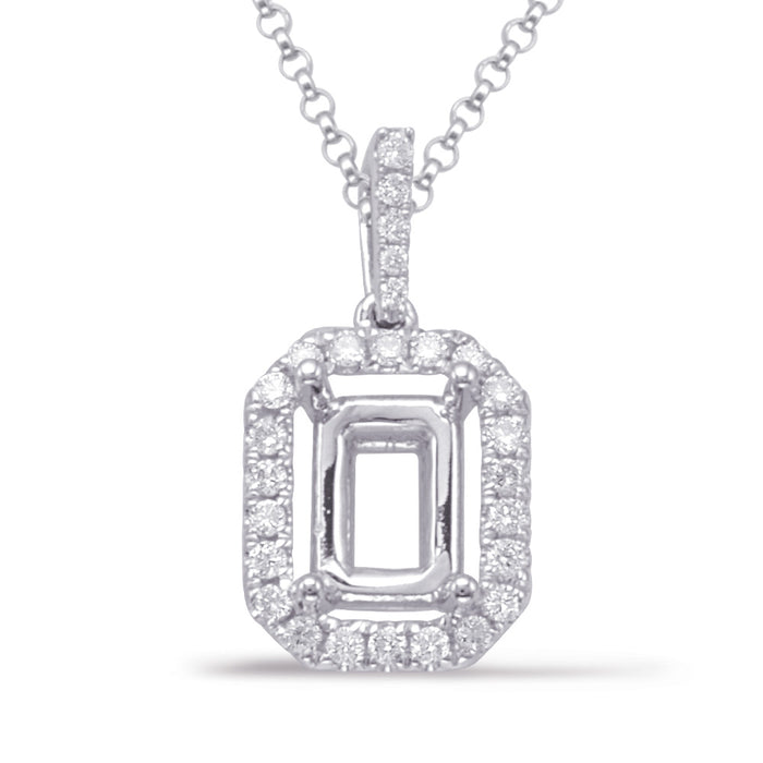 Diamond Pendant For 7x5mm Emerald Cut