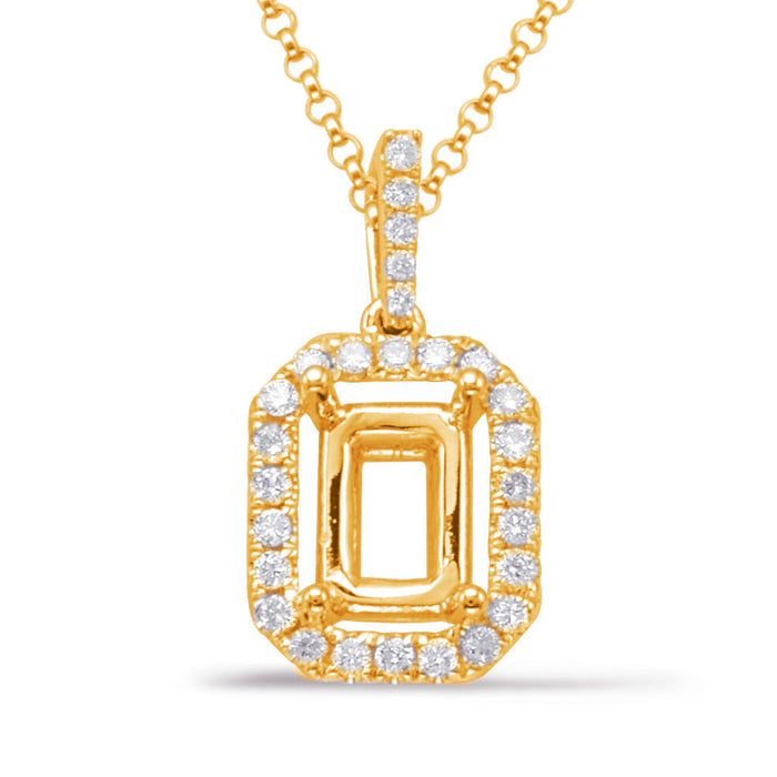 Diamond Pendant For 7x5mm Emerald Cut