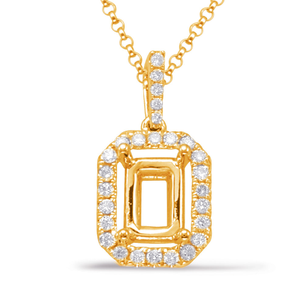 Diamond Pendant For 8x6mm Emerald Cut