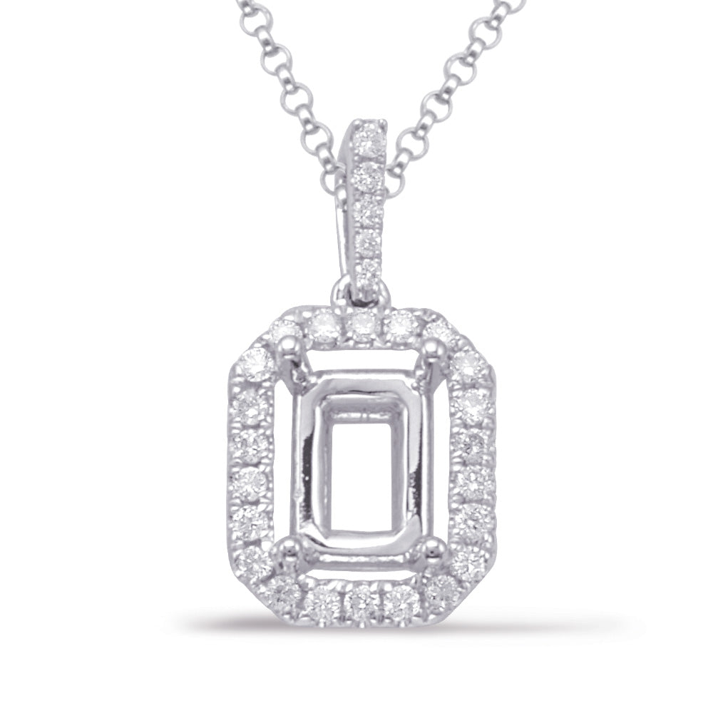 Diamond Pendant For 9x7mm Emerald Cut