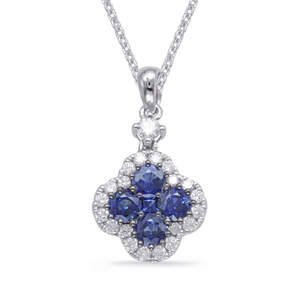 White Gold Sapphire & Diamond Pendant