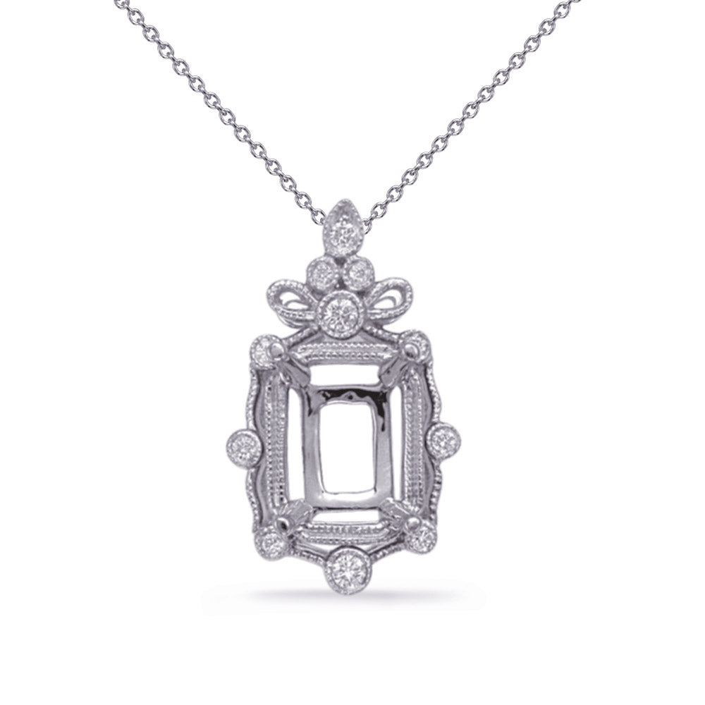 White Gold Diamond Pendant 9x7ec Center