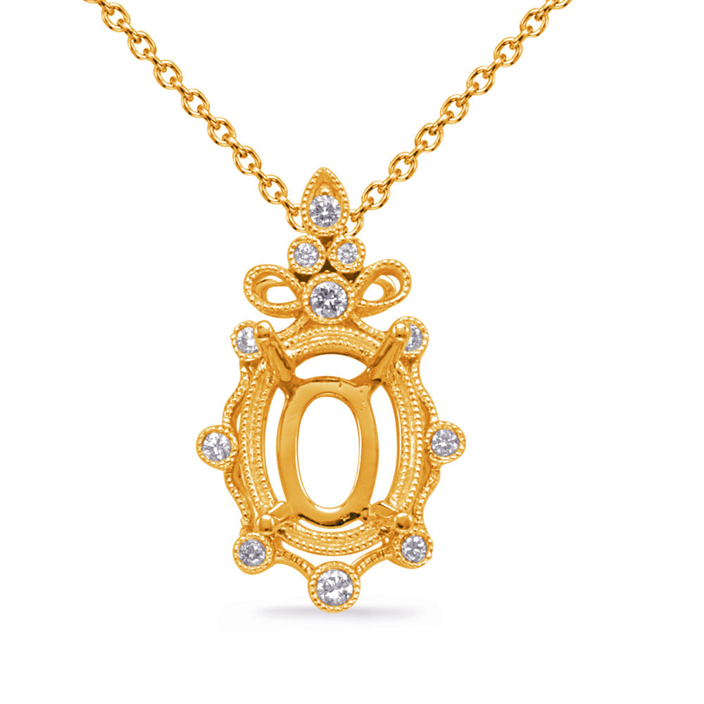 Yellow Gold Diamond Pendant 9x7mm Oval