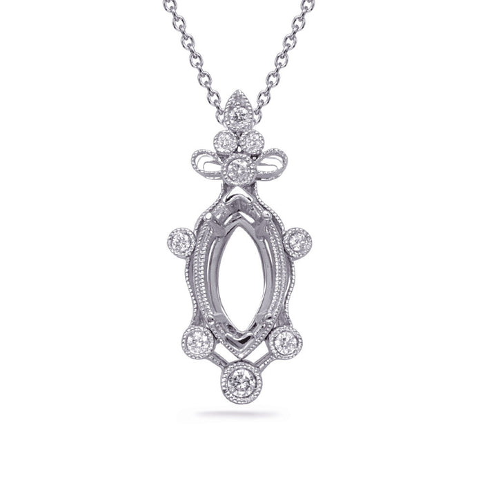 White Gold Diamond Pendant 7x3.5 Mm