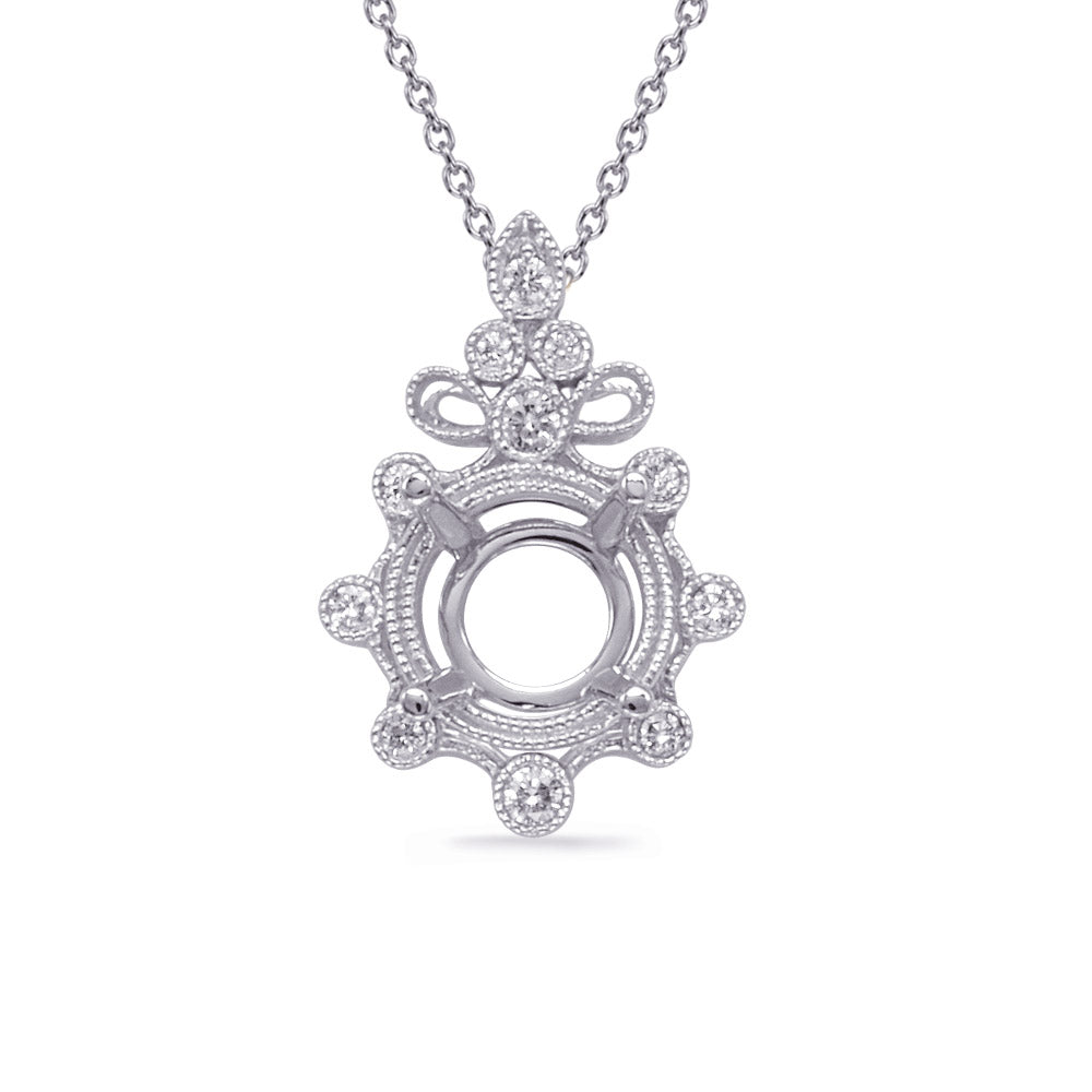 White Gold Diamond Pendant For 1/3ct