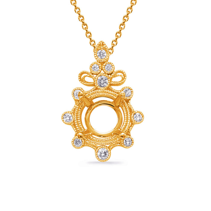 Yellow Gold Diamond Pendant For 1/3ct