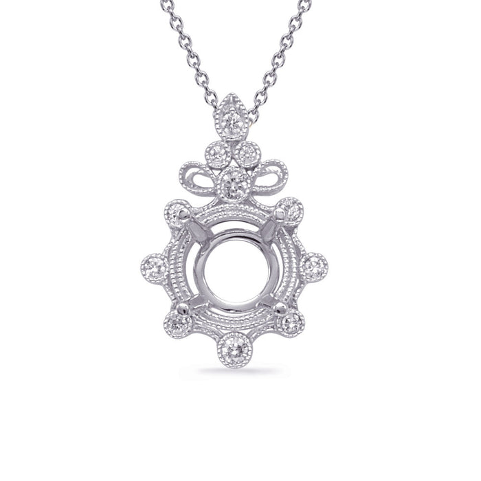 White Gold Diamond Pendant For 3/4 Ct