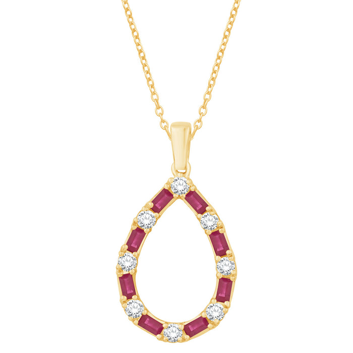 Yellow Gold Diamond & Ruby Pendant