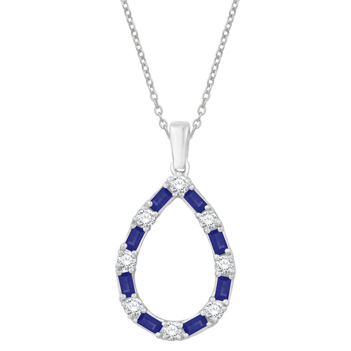 White Gold Diamond & Sapphire Pendant
