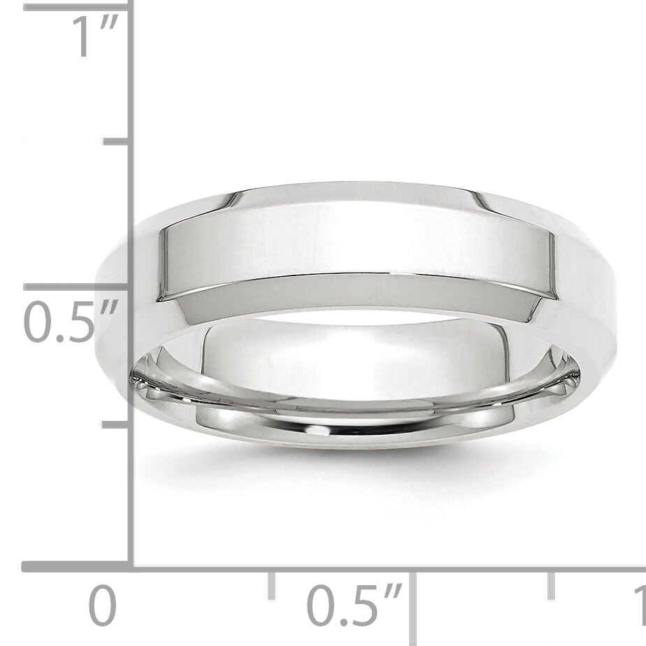 Platinum 6mm Polished Beveled Edge Wedding Band-PBE060