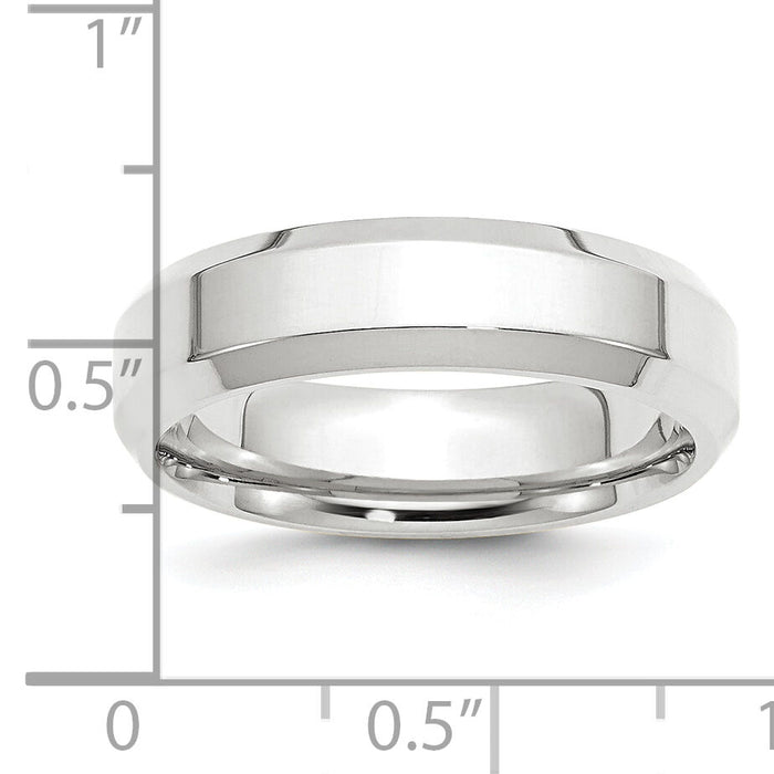 Platinum 6mm Polished Beveled Edge Wedding Band-PBE060