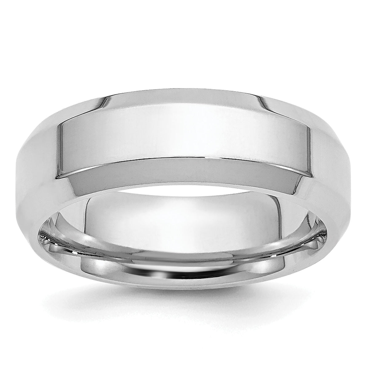 Platinum 6mm Polished Beveled Edge Wedding Band-PBE060