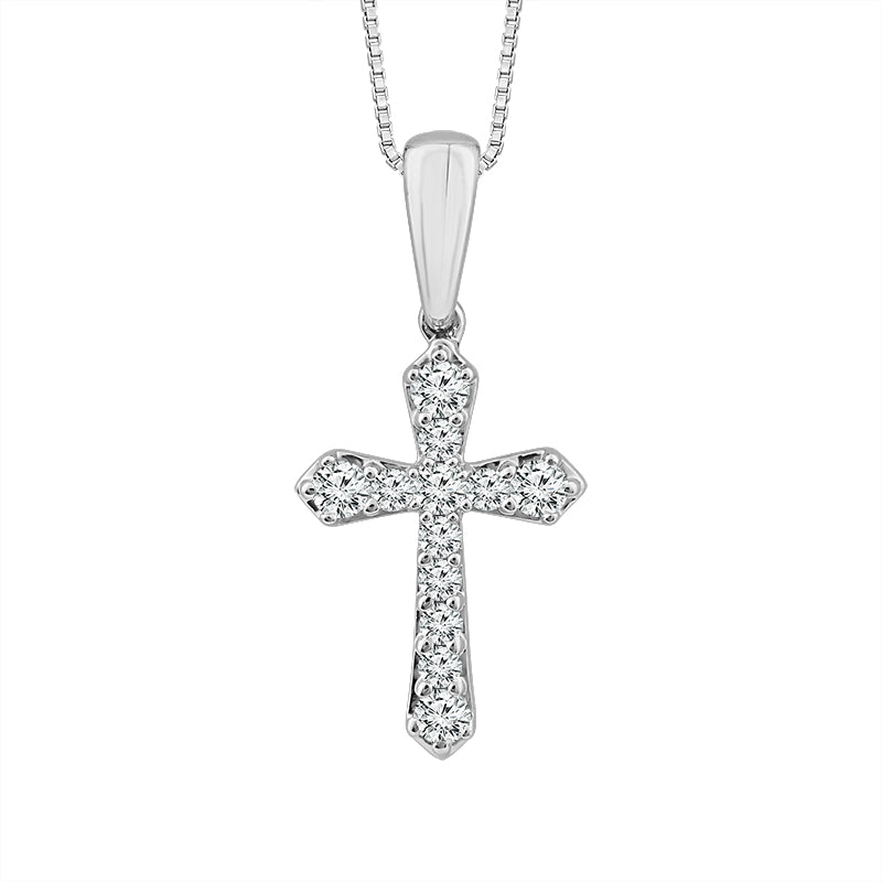 Diamond Cross Pendant 0.13 ct tw 10k White Gold-PC0333A78