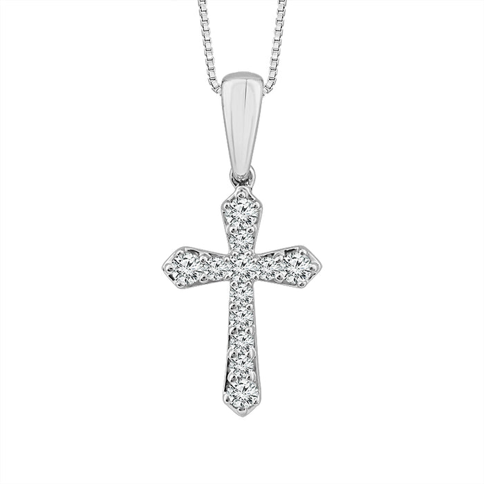 Diamond Cross Pendant 0.13 ct tw 10k White Gold-PC0333A78