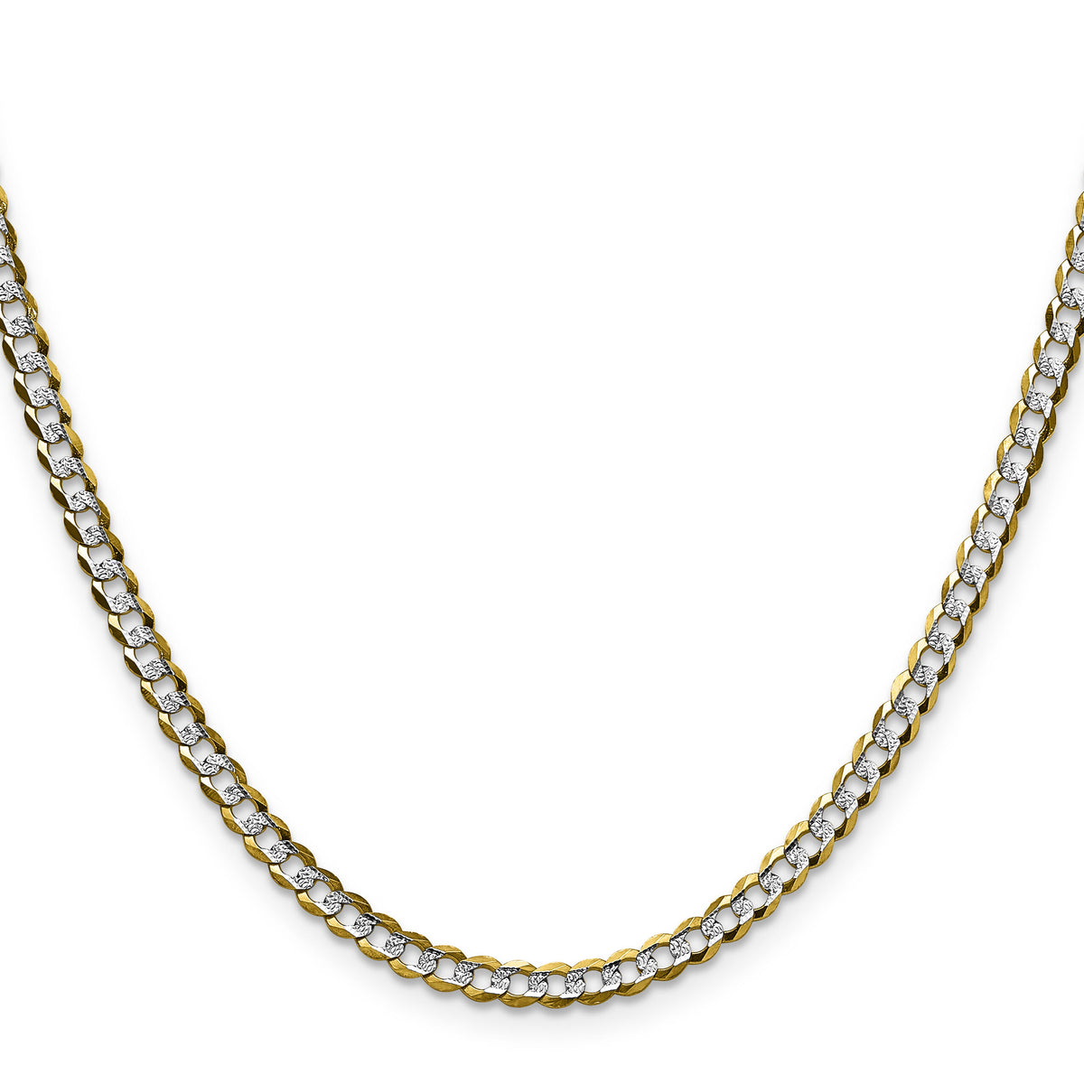 14k 3.7mm Lightweight PavÃ© Flat Cuban Chain-PCB100-24