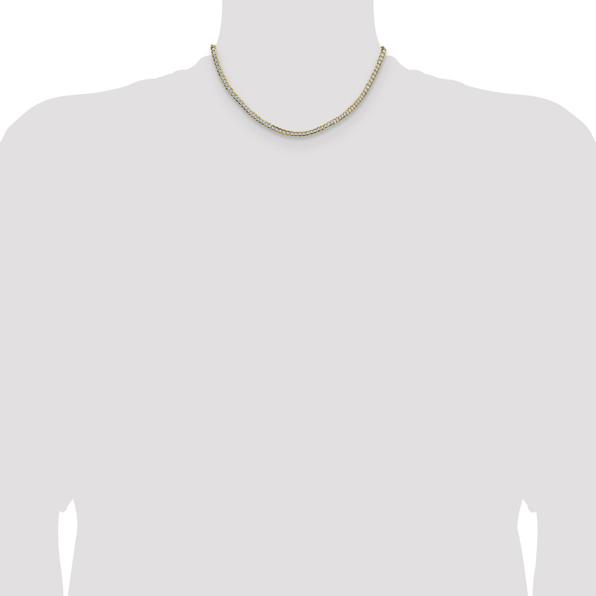 14k 3.7mm Lightweight PavÃ© Flat Cuban Chain-PCB100-16