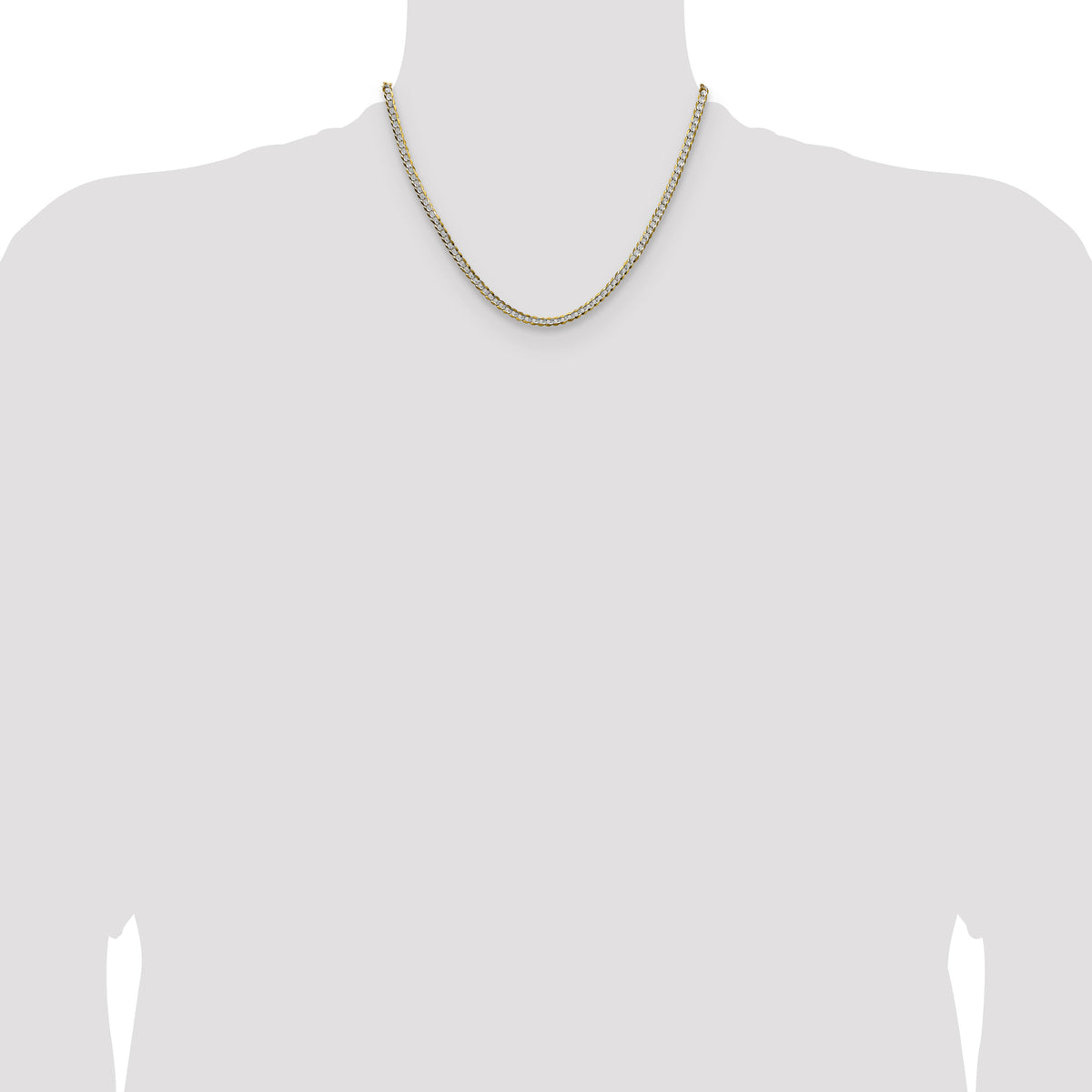 14k 3.7mm Lightweight PavÃ© Flat Cuban Chain-PCB100-18