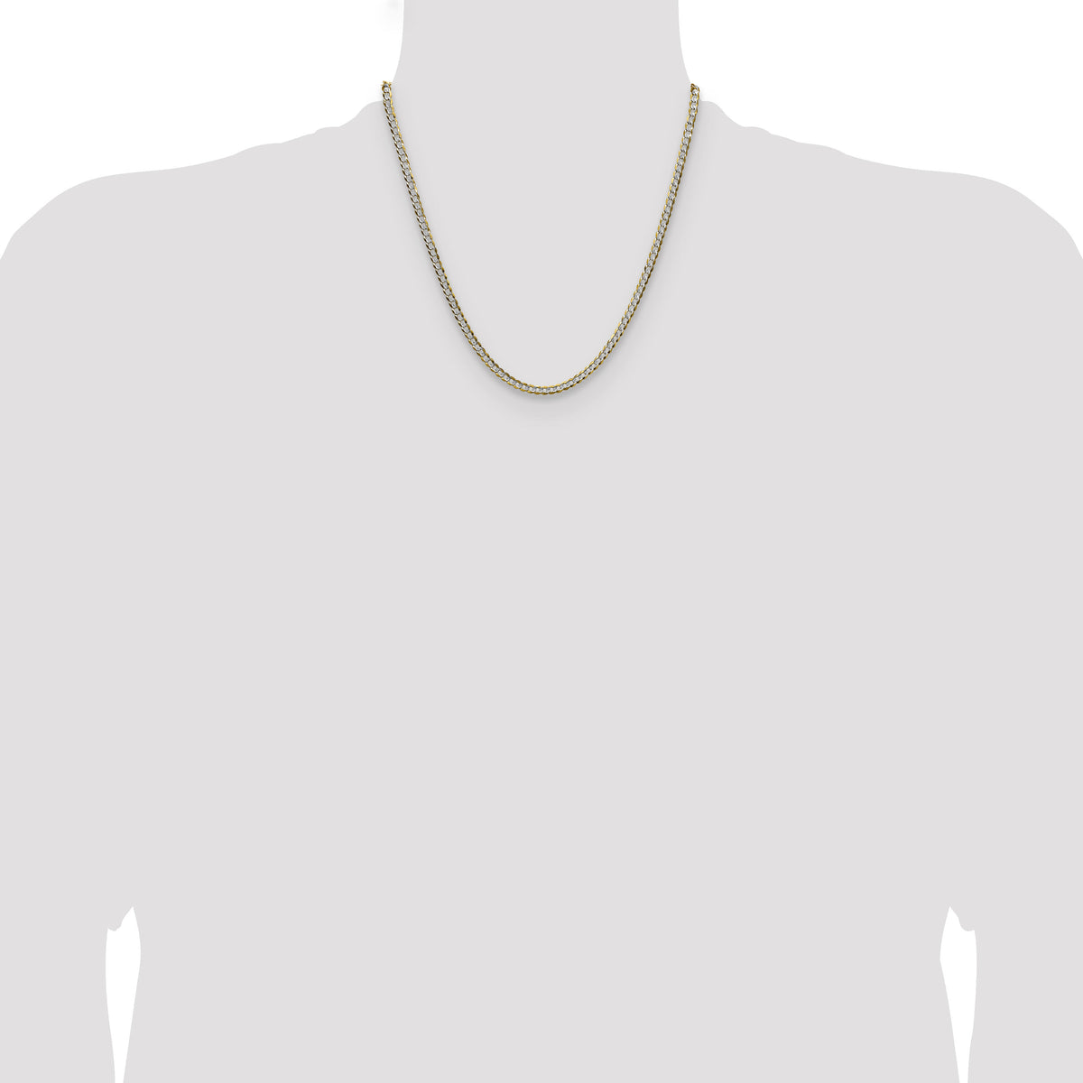 14k 3.7mm Lightweight PavÃ© Flat Cuban Chain-PCB100-20