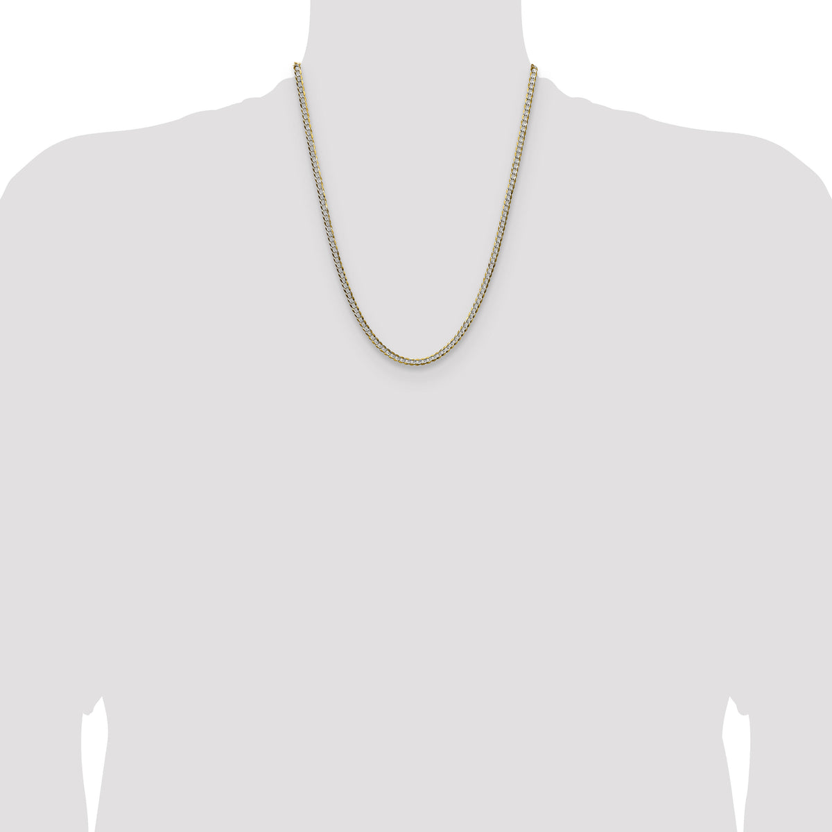 14k 3.7mm Lightweight PavÃ© Flat Cuban Chain-PCB100-22