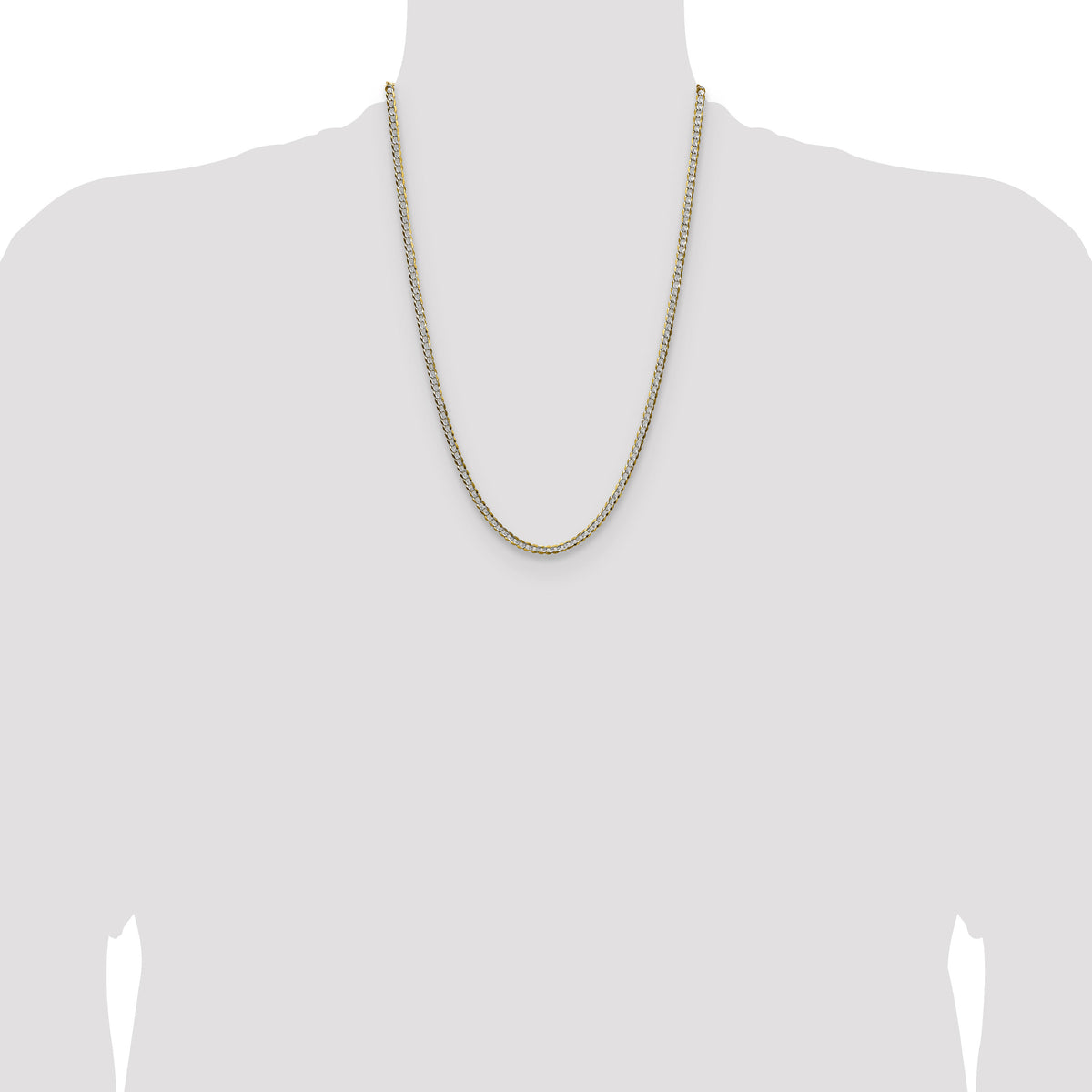 14k 3.7mm Lightweight PavÃ© Flat Cuban Chain-PCB100-24