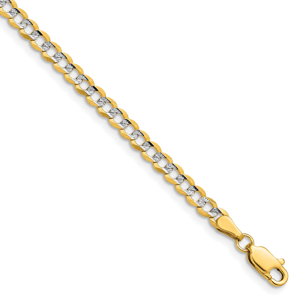 14k 3.7mm Lightweight PavÃ© Flat Cuban Chain-PCB100-24