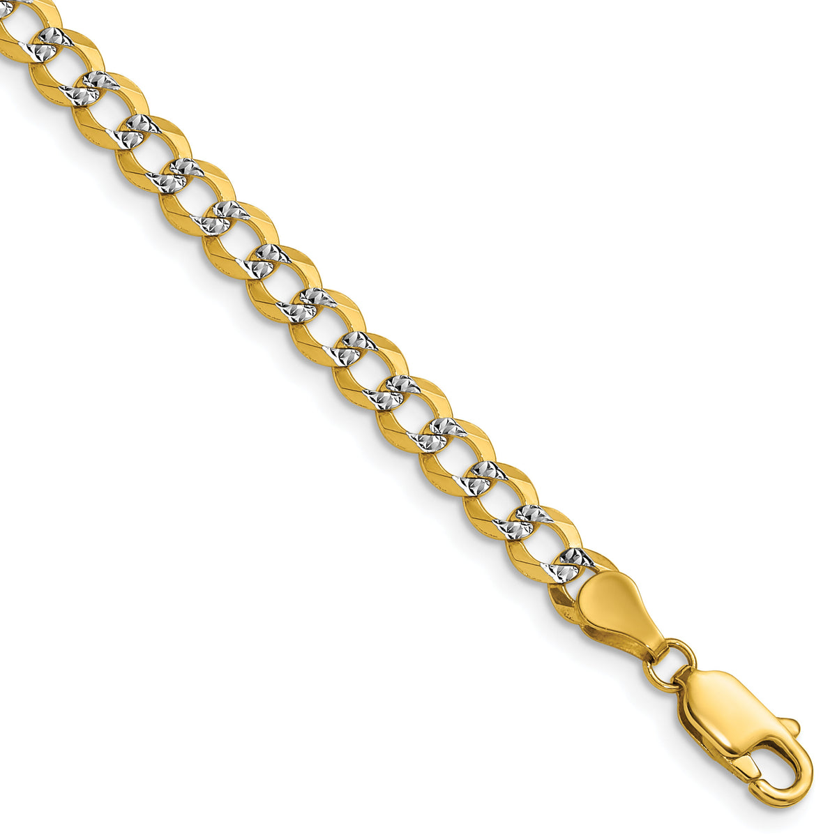 14k 4.7mm Lightweight PavÃ© Flat Cuban Chain-PCB120-7