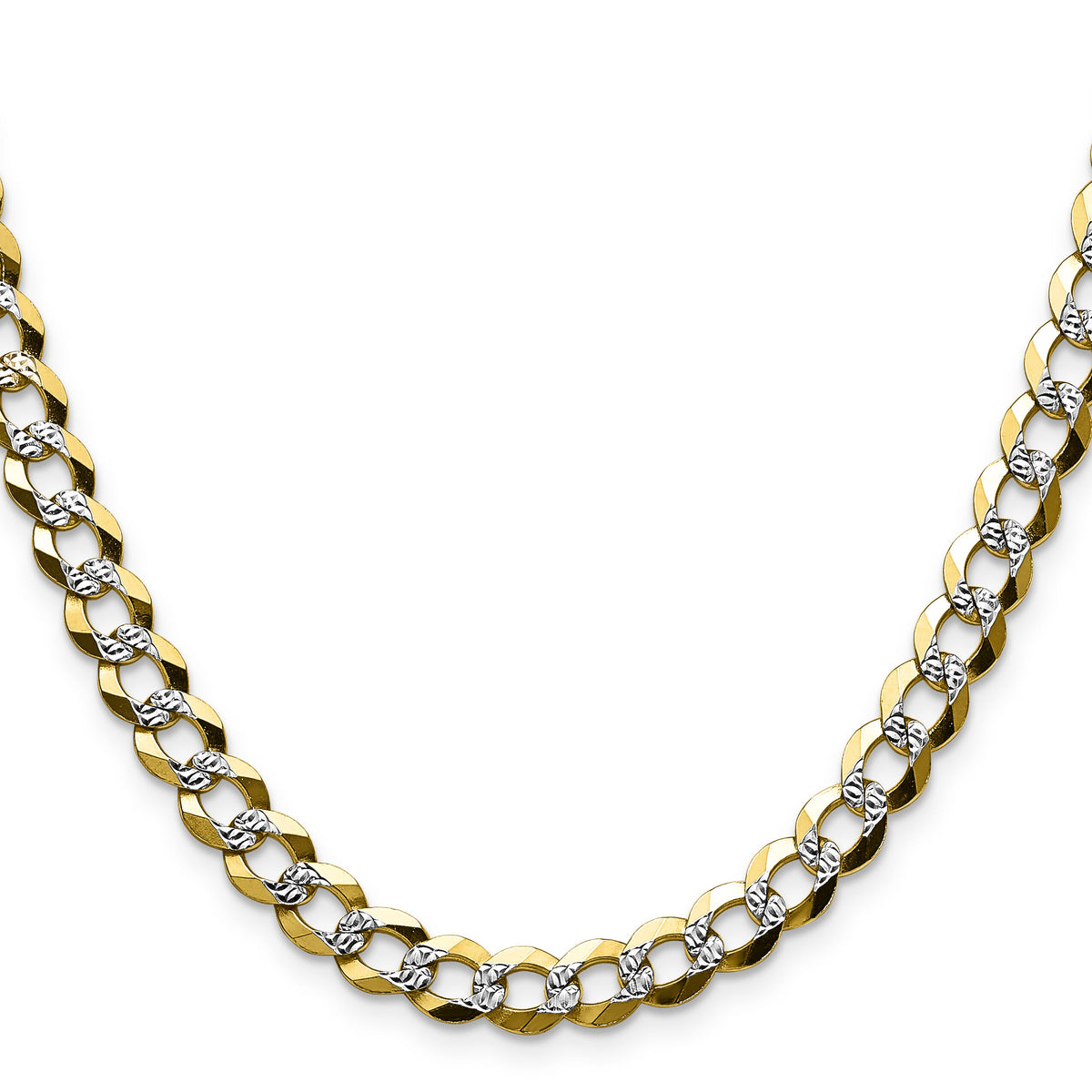 14k 7.2mm Lightweight PavÃ© Flat Cuban Chain-PCB180-20
