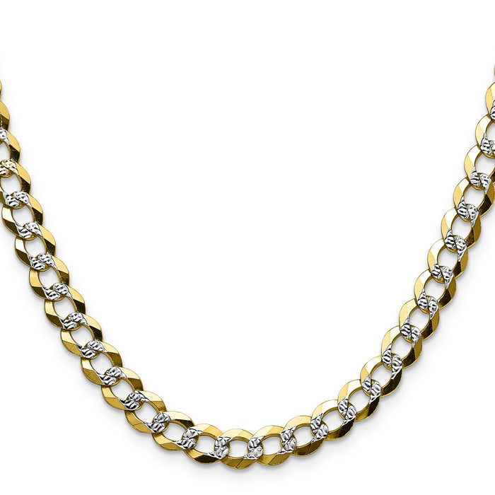 14k 7.2mm Lightweight PavÃ© Flat Cuban Chain-PCB180-18