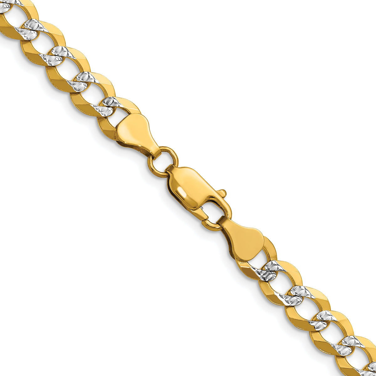 14k 7.2mm Lightweight PavÃ© Flat Cuban Chain-PCB180-16