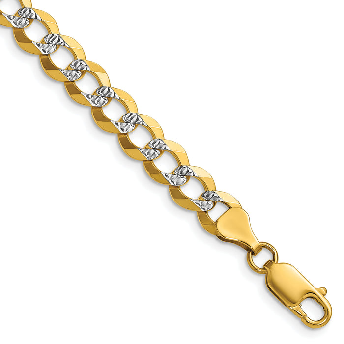 14k 7.2mm Lightweight PavÃ© Flat Cuban Chain-PCB180-18