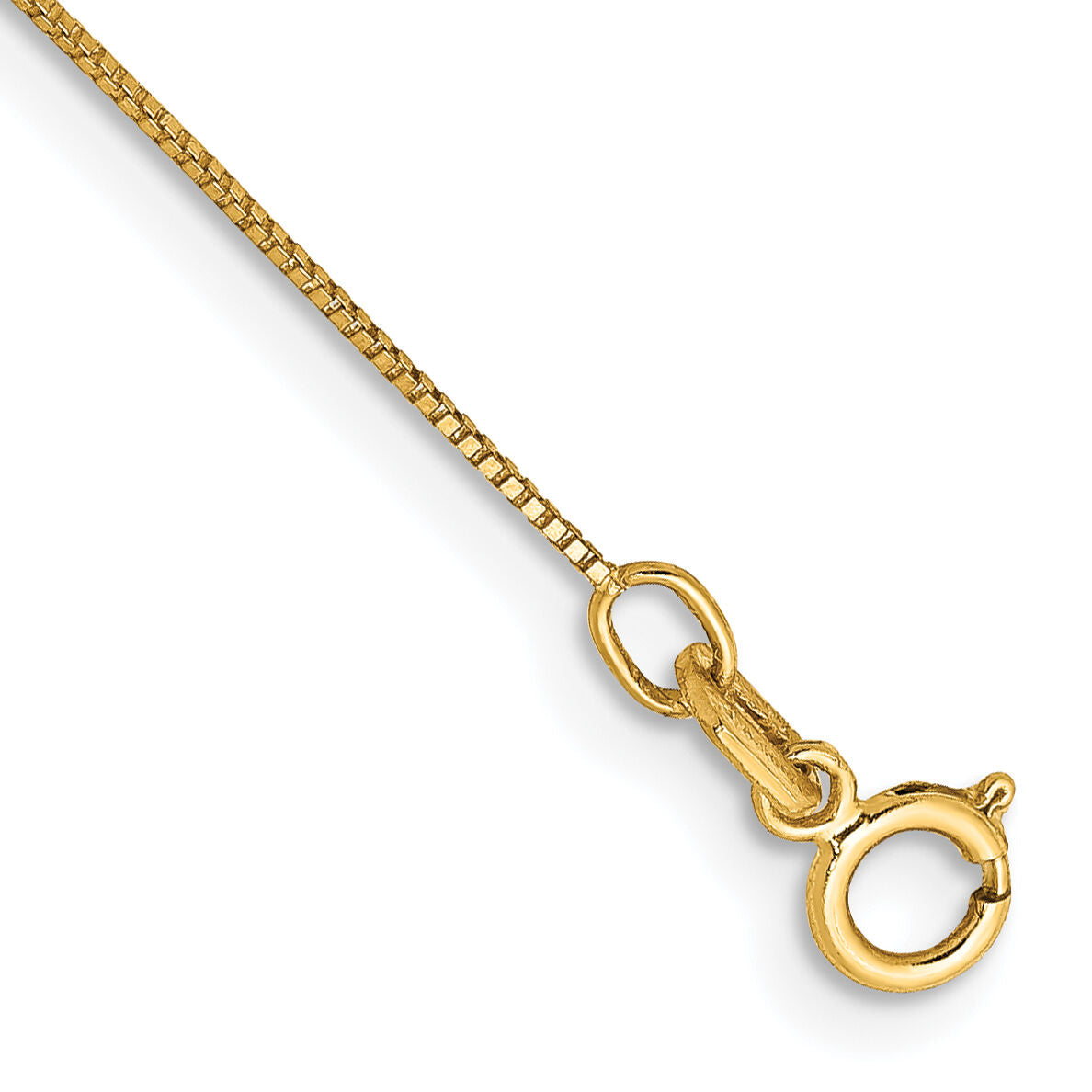 14k .5mm Box with Spring Ring Clasp Chain Anklet-PEN1-10