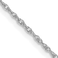 14k WG .8mm Polished Light Baby Rope Chain-PEN108-20