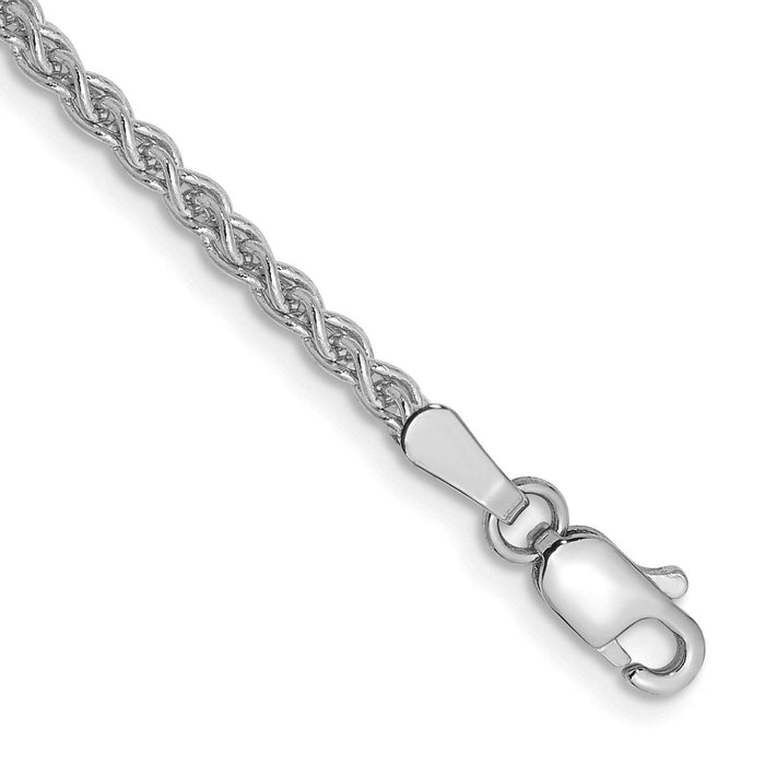 14k White Gold 2.1mm Spiga Chain Anklet-PEN122-9