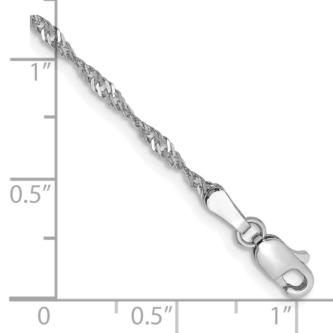 14k White Gold 1.7mm Singapore Chain Anklet-PEN124-9