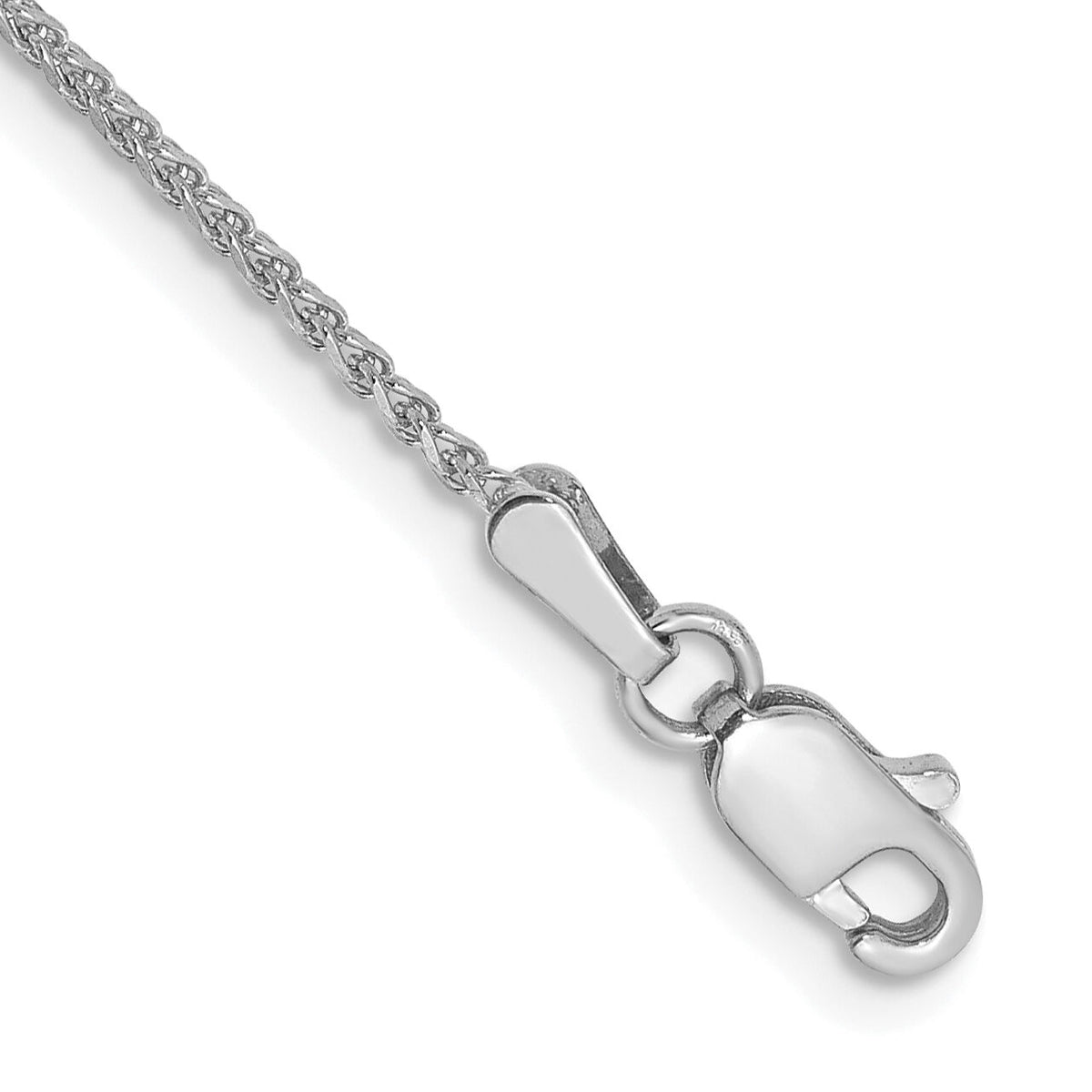 14k White Gold 1.25mm Solid Diamond-cut Spiga Chain Anklet-PEN127-9