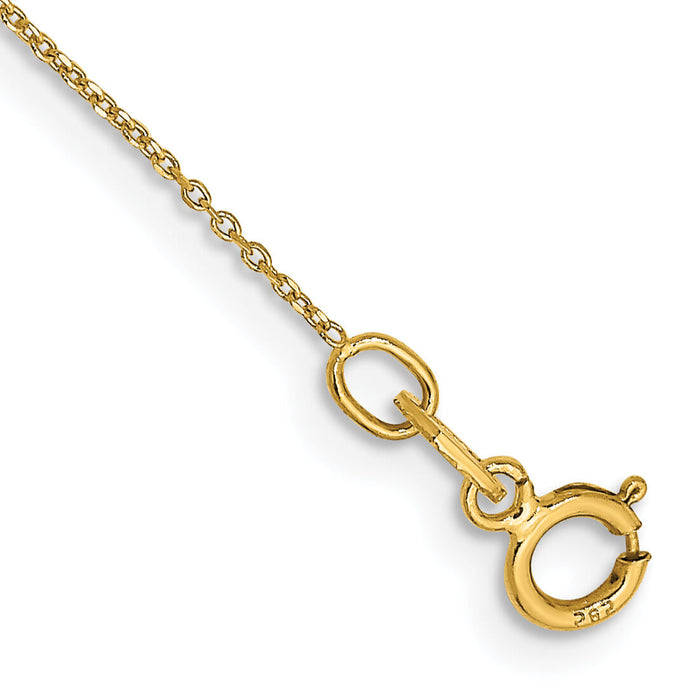 14k .6mm D/C Round Open Link Cable Chain Anklet-PEN136-10