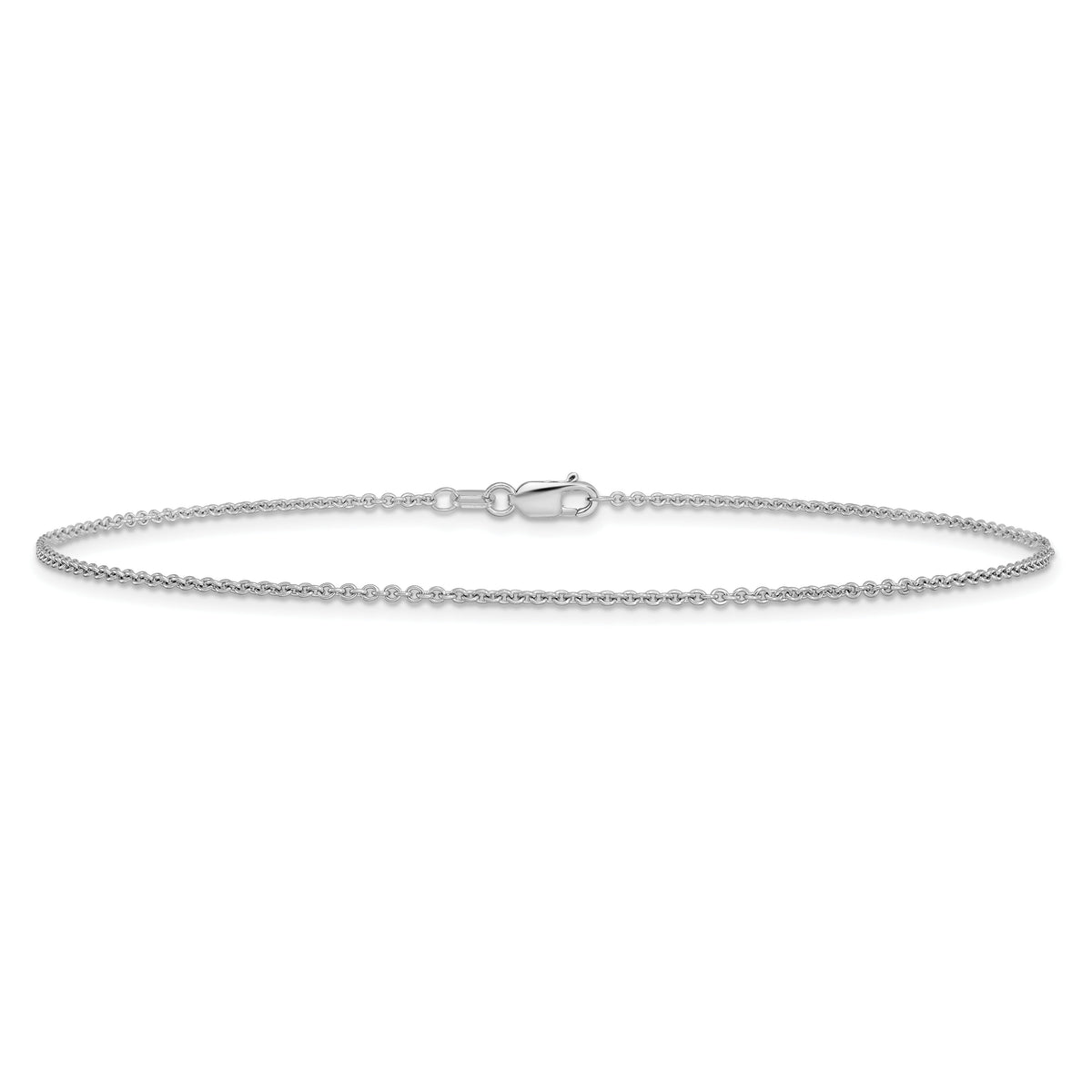 14k White Gold 1.4mm Solid Polished Cable Chain Anklet-PEN137-10