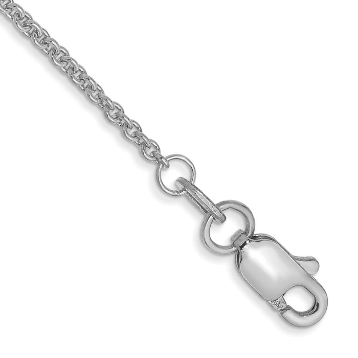 14k White Gold 1.4mm Solid Polished Cable Chain Anklet-PEN137-10