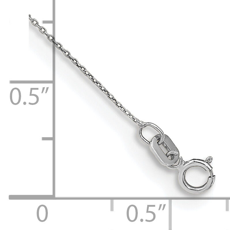 14k White Gold .75mm Round Open Link Cable Chain Anklet-PEN143-10