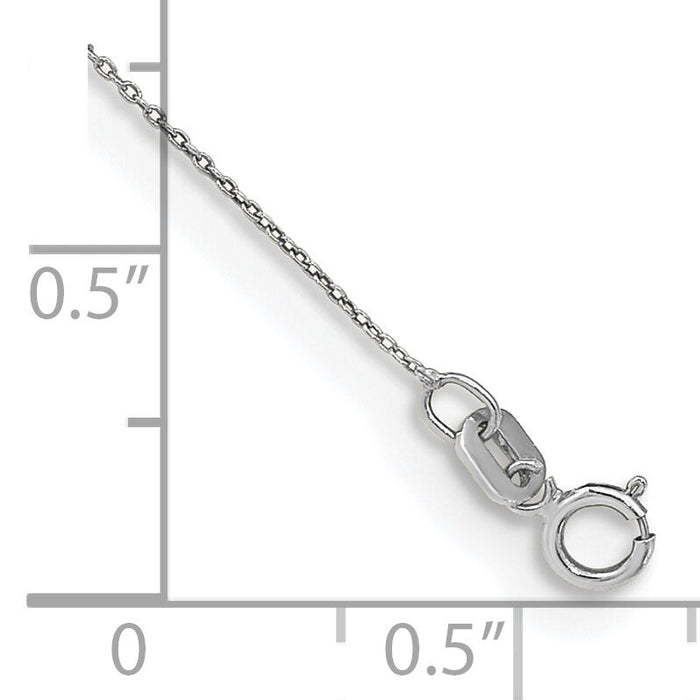 14k White Gold .75mm Round Open Link Cable Chain Anklet-PEN143-10