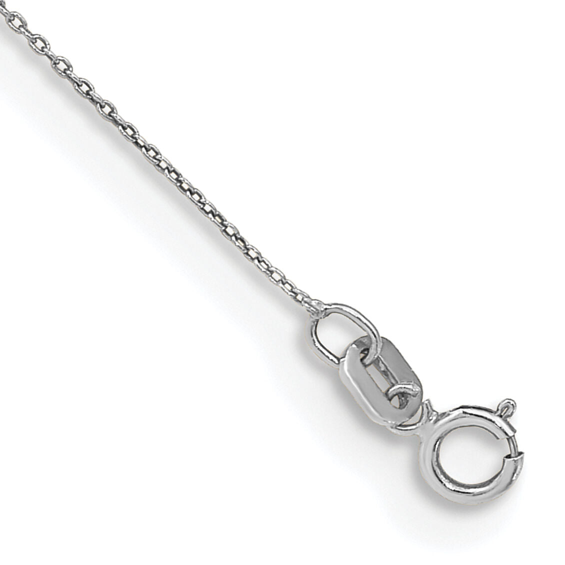 14k White Gold .75mm Round Open Link Cable Chain Anklet-PEN143-10