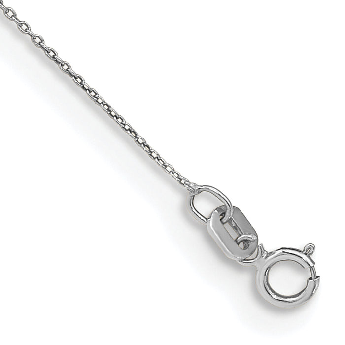 14k White Gold .75mm Round Open Link Cable Chain Anklet-PEN143-10