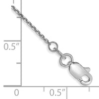 14k White Gold .95mm D/C Cable Chain Anklet-PEN144-10