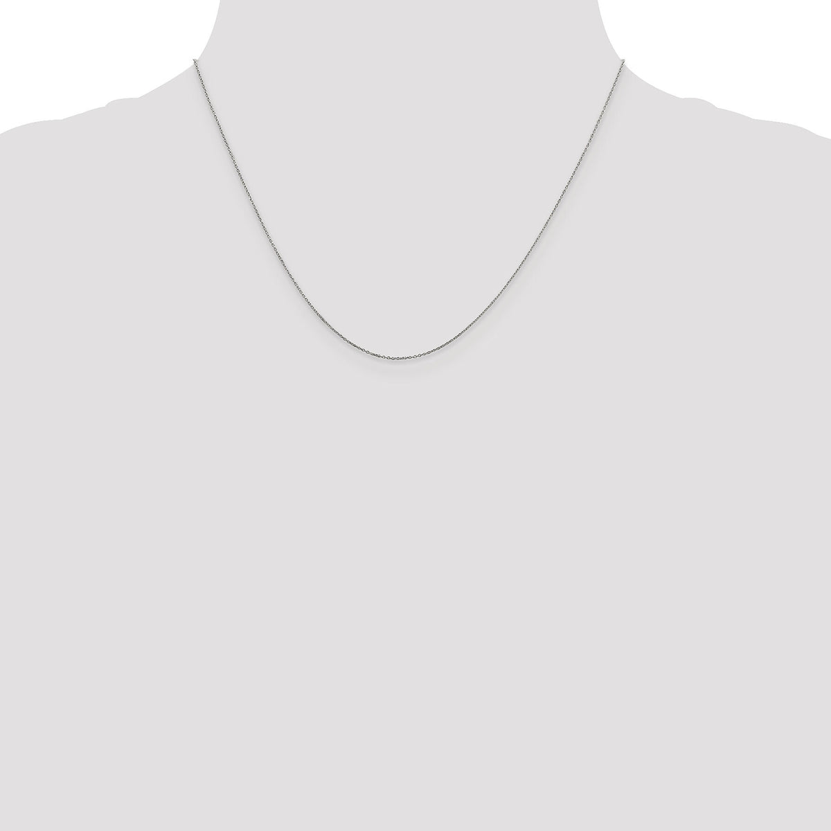 14k White Gold .6mm D/C Round Open Link Cable Chain-PEN145-18