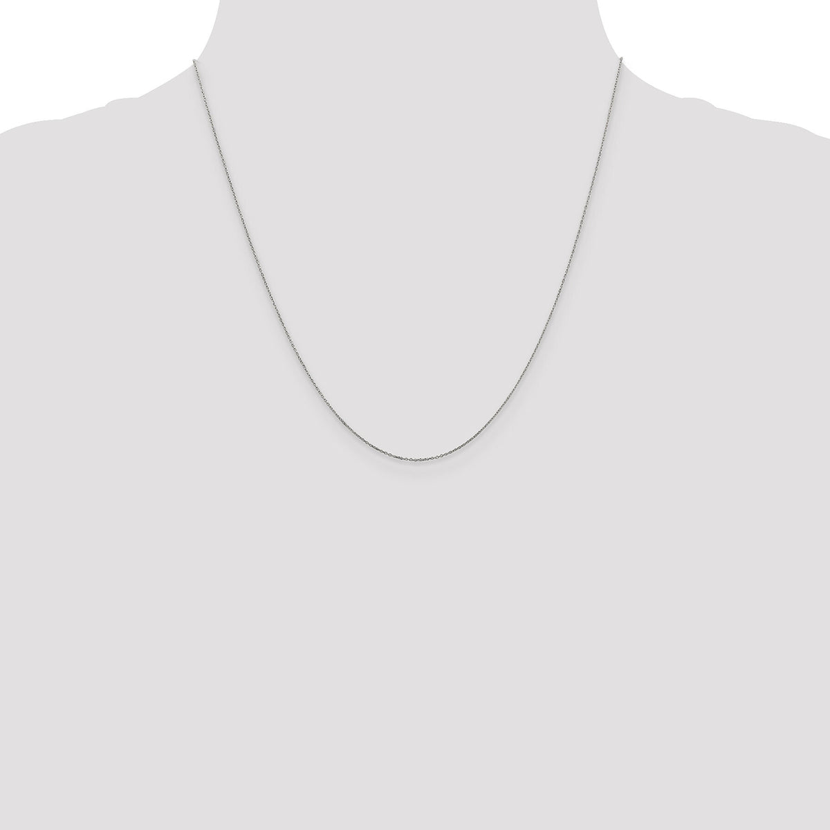 14k White Gold .6mm D/C Round Open Link Cable Chain-PEN145-20